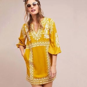 ANTHROPOLOGIE AKEMI + KIM  Maeve Shiloh Embroidered Tunic Dress